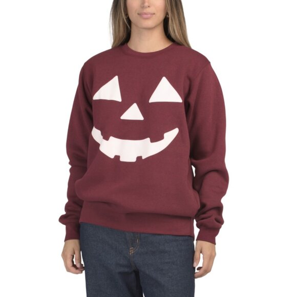 PACIFIC & CO Maroon Jack O Lantern Crew Neck Sweatshirt - Picture 1 of 2